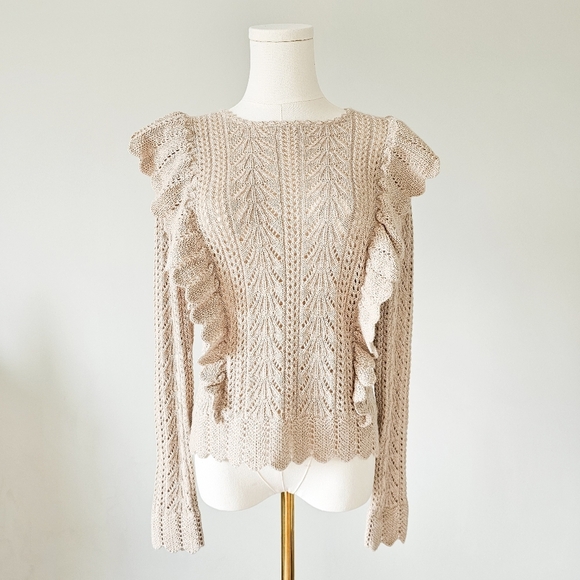 LoveShackFancy Tops - LoveShackFancy S baby alpaca ruffle knit sweater pullover scalloped  light knit